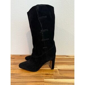 Vince Camuto Sterla Black Suede Mid Calf Boot 7.5